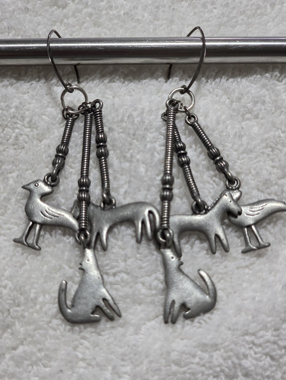 Vintage Pewter & Sterling Fetish Earrings